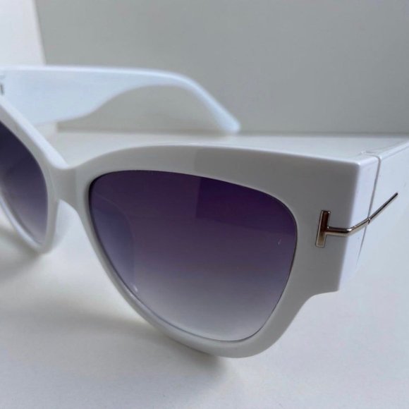 New Fashionista Oversized Elegant White Cats Eye Womens Sunglasses - Picture 4 of 12